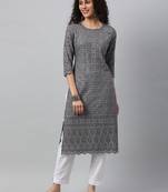 Kipek Womens Rayon Embroidery Straight Kurta