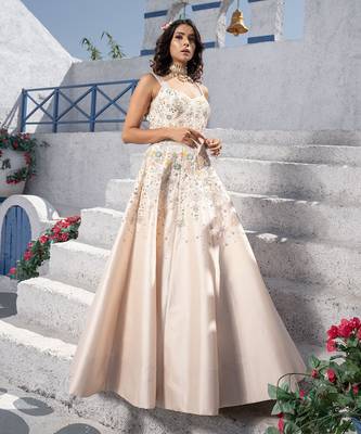 Floral handcrafted Anarkali With Gown 1