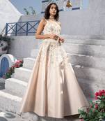 Floral handcrafted Anarkali With Gown