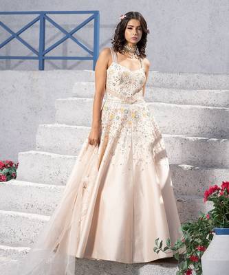 Floral handcrafted Anarkali With Gown 2