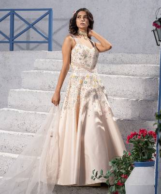 Floral handcrafted Anarkali With Gown 3