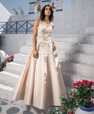 Floral handcrafted Anarkali With Gown 6