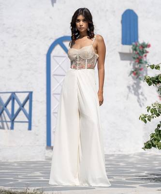 Floral Handcrafted Corset Strap Jumpsuit 1