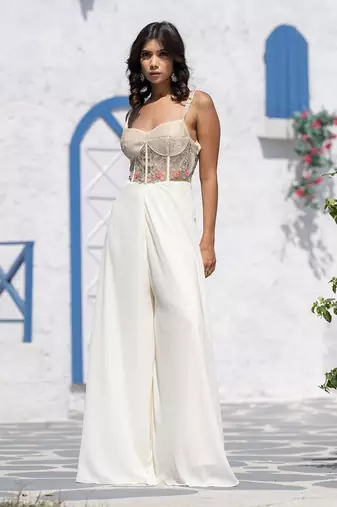 Floral Handcrafted Corset Strap Jumpsuit