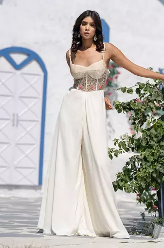 Floral Handcrafted Corset Strap Jumpsuit