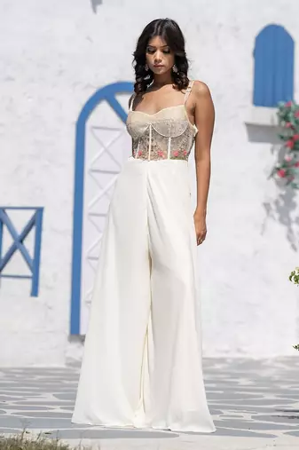 Floral Handcrafted Corset Strap Jumpsuit