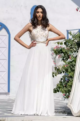 Cross Back Drape Gown