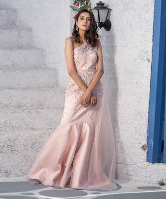 Mermaid One Shoulder Drape Gown  1