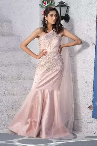 Mermaid One Shoulder Drape Gown 