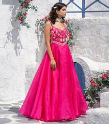 Floral Flared Organza Gown With Drape Dupatta
