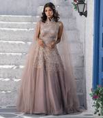 Abstract Handcrafted Drape Flared Gown