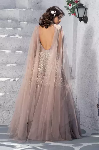 Abstract Handcrafted Drape Flared Gown