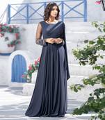 Midnight Blue Drape Gown