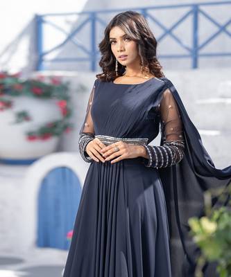 Midnight Blue Drape Gown 6