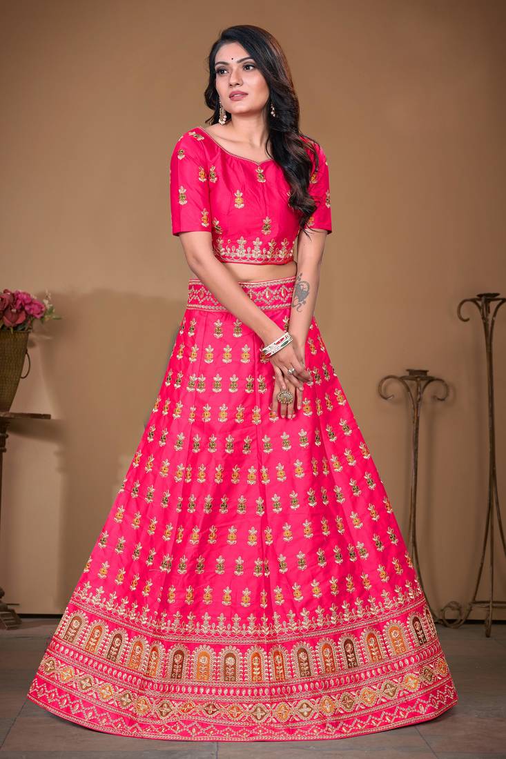 Premium Heavy Malai Silk Lehenga Set – Coding, Zari & Sequins Work