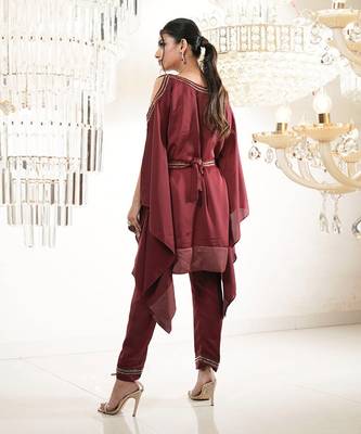 Scarlet Maroon Kaftan Set 2