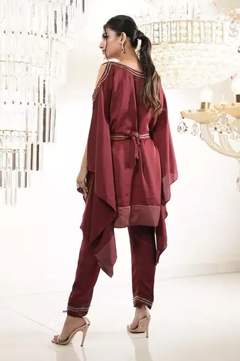 Scarlet Maroon Kaftan Set