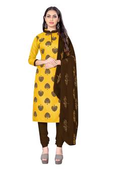 Yellow embroidered cotton salwar