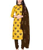 Yellow embroidered cotton salwar