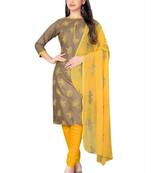 Beige embroidered cotton salwar