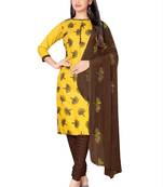 Yellow embroidered cotton salwar