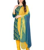 Blue embroidered cotton salwar