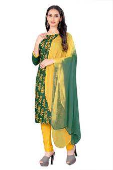 Green embroidered cotton salwar