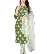 Green embroidered cotton salwar
