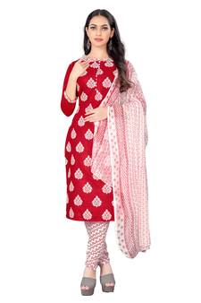 Red embroidered cotton salwar