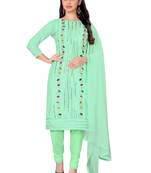 Green embroidered chanderi salwar