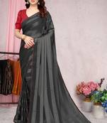 Black Plain Georgette Saree With Blouse
