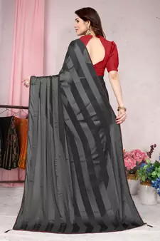 Black Plain Georgette Saree With Blouse