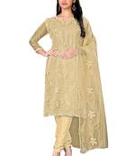Beige embroidered organza salwar