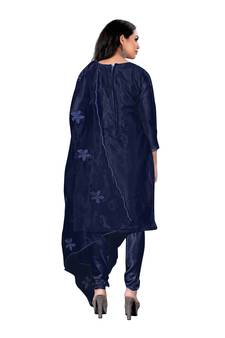 Blue embroidered organza salwar