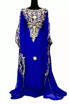 Royal Blue Georgette Aari Work Kaftan 