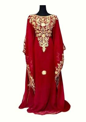 Red Georgette Aari Work Kaftan 2