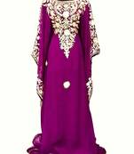 Royal Purple Moroccan Dubai Kaftans Farasha Abaya Dress Very Fancy Long Gown Aari Wedding Dress 