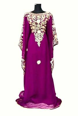 Royal Purple Moroccan Dubai Kaftans Farasha Abaya Dress Very Fancy Long Gown Aari Wedding Dress  2