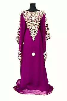 Royal Purple Moroccan Dubai Kaftans Farasha Abaya Dress Very Fancy Long Gown Aari Wedding Dress 