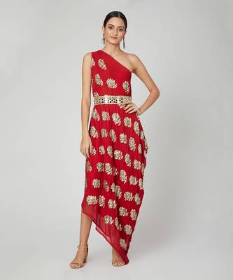 Red Dress With Belt 1