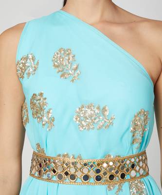 Turquoise Dress With Belt 3