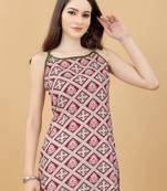 Maroon printed cotton cotton-kurtis