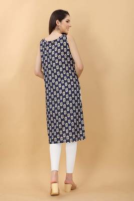 Navy-blue printed cotton cotton-kurtis 4