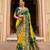 Yellow embroidered silk saree with blouse