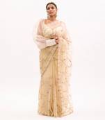 Ivory Hand embroidered Jaal Saree Set