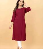 Maroon plain viscose party-wear-kurtis
