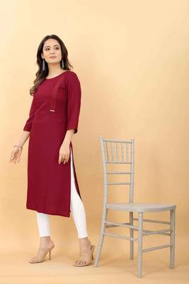 Maroon plain viscose party-wear-kurtis 2