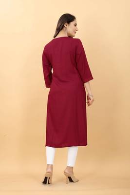 Maroon plain viscose party-wear-kurtis 3