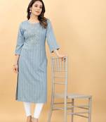 Light blue plain viscose party-wear-kurtis
