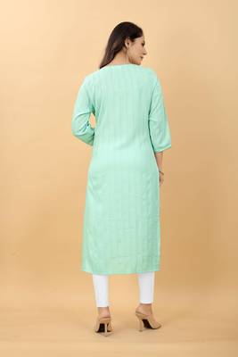 Green plain viscose party-wear-kurtis 3